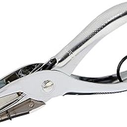 Kangaro Desk Essentials One Hole Chrome Plated Handy Paper Punch | Chrome Plated Handy Paper Punch with Paper Chip Holder | Color May Vary, Pack of 1-20