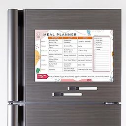 ROUSRIE Magnetic Meal Planner Whiteboard [18x12 inch] for Fridge with Daily & Weekly Routine Schedule Easily Erasable with 2 Markers Bonus to Do Shopping List-31