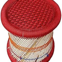 HeeMo Eco-Friendly Cane Wood Bamboo Sitting Stool, Mudda for Indoor/Outdoor (Red: Set of 1)-image-90