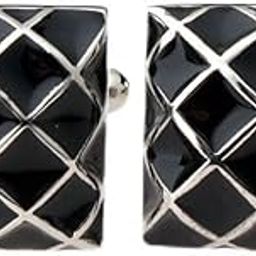 Mens Business Suit Shirt Cufflinks Black Square Cuff Links Silver Black-image-89