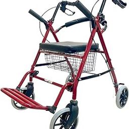 Entros Folding Rollator Walker with Cushioned Seat & Wheels | Lightweight Aluminum Walker, Height Adjustable Rollator Walker | Walker for Old People, Handicap & Patients | SC5001-4