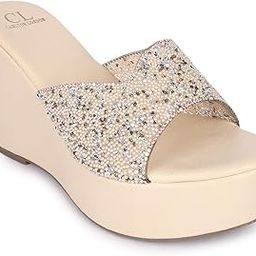 Women's Embellished Slip-On Wedge Heel Sandal-image-1