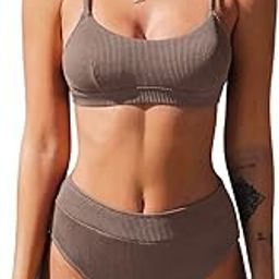Women's Bikini Set Two Piece Swimsuit High Waisted Scoop Neck Swimwear-image-94