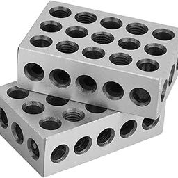 Akozon 2pcs 25x50x75mm Blocks 23 Holes Milling Parallel Clamping Block, Hardened Steel Machine Tool Accessory for Setup, Layout and Inspection-24