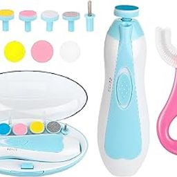 AOXITO®Baby Nail Trimmer Electric, Safe Baby Nail File, Baby Nail Clippers with Light and 6 Grinding Pads for Newborn Infant Toddler or Adults Toes and Fingernails, Kids Nail Care, Polish and Trim With Baby Silicon Soft Toothbrush-image-28