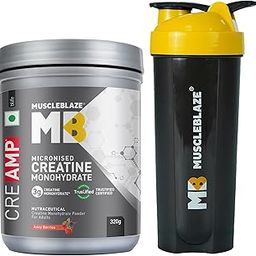 MuscleBlaze Creatine Monohydrate CreAMP™ with CreAbsorb™, Trustified Certified (320g, Juicy Berries, 80 Servings) with Shaker, 650ml (Combo Pack)-image-8