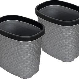 Kuber Industries Multiuses Plastic Open Dustbin For Home, Kitchen, Office, Bathroom, 7 Litre- Pack of 2 (Grey)-47KM0714-77