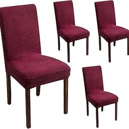 FunBlast Chair Covers - Universal Jacquard Chair Cover, Elastic Stretch Removable Washable Dining Chair Cover Protector Seat Slipcover, Short Dining Chair Cover (Wine, Pack of 4)-image-24