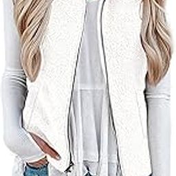 Womens Fuzzy Sherpa Fleece Jacket Lightweight Vest Cozy Sleeveless Cardigan Zipper Waistcoat Outerwear with Pocket-7