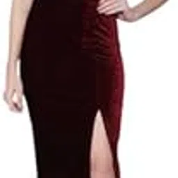 vaararo Women's Velvet Bodycon Maxi Party Dress-picture-4