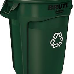 Rubbermaid 1788472 Vented BRUTE Recycling 32 Gal, Dark Green-image-33