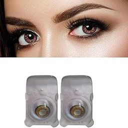 Diamond Eye 1 Pair brown Colour Monthly Contact Lens with Storage Case Solution (Zero power Color contact lenses for women girls men)-image-36