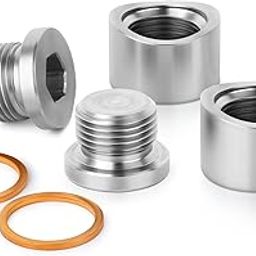 TAISHER 4PCS 304 Stainless Steel M18X1.5 O2 Oxygen Sensor Bung，Notched Style Mounting Bungs and Plugs，Weld Bung with 2PCS Gasket-10