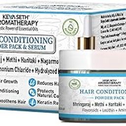 Keya Seth Aromatherapy Hair Conditioning Powder Pack & Serum Mask Kit,Bhringaraj, Methi,Haritaki,Nagarmotha, Keratin Repair, Hair Growth-25