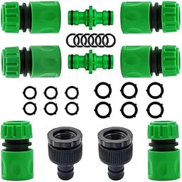 HASTHIP Abs 10Pcs Hose Pipe Connector For Tap & Garden Hose, Universal Tap Connector With 2 Double Male Snap Connector & 6 Hose End Quick Connector & 2 Hose Tap Connector, Suit For 1/2In 3/4In-16