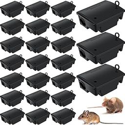 24 Packs Rat Bait Station Box Outdoor Rodent Rat Traps with Key Mouse Bait Station Indoor Mice Box for Outdoor Use Keeping Pets and Children Safe (Black)-image-86