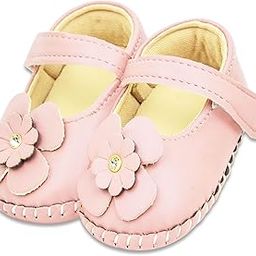 6 To 12 Months Baby Girls Synthetic Leather/Rexine Floral Baby Sandal Booties -BT1216-image-8