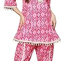 Pre-Shrunk Ethnic Short Kurta with Dhoti Pant Set For Women-image-85