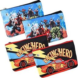 Pack of 4 Pencil Pouch | Square Stationary Pouch | Pen-Pencil Box for Kids | School Geometry Pouch | Pencil Utility Bag | Zipper Pencil Organizer | Black & Red-image-89