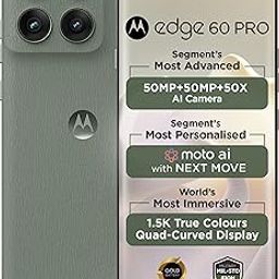Motorola Edge 60 Pro 5G (Pantone Shadow, 8GB RAM, 256GB Storage) | 6.7" Display | 50MP+50MP+10MP | 50MP Selfie | Dimensity 8350 | 6000mAh | 90W Fast + 15W Wireless Charging | IP69 MIL-STD 810H-25
