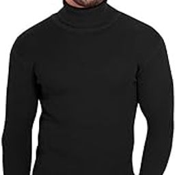 Men's Thermal Classic Fit Upper Top Turtle(High) Neck Cotton Solid Sweaters for Men,Full Sleeves Winter Wear Suit for Infants 100% Warm Thermal (Black)_OSJBI133_80-picture-26