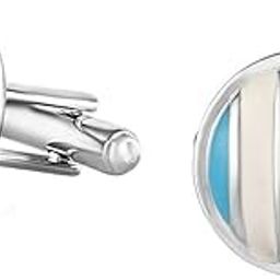 Rhodium Plated Blue and White enameled Sailor Cufflinks for Men CL1100277R-7