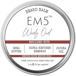 Em5 's Woody Oud Organic Beard Balm Shape Style And Tame Medium Hold And Shine Long Lasting Fragrance For All Hair| Mustache And Beards Wax Gift For Him/Men,1 Count-image-95