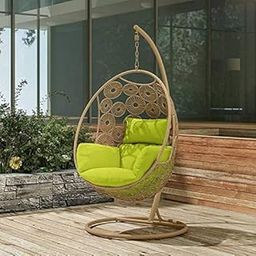 PRIME PIGEON Round Hanging Swing Chair with Cotton Cushion for Kids & Adults Home Swing Balcony, Swing Chair Indoor, Outdoor, Garden with Free Hanging Accessories (200 kgs Capacity) (Green)-image-6
