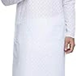 Men's Cotton Chikankari Ethnic Long Kurta Pyjama Set with Full Sleeves and Stand Collar-image-2