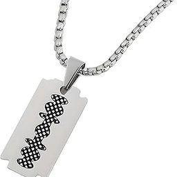RAZOR BLADE - Pure Titanium Steel Pendant with 24inch Round Box Chain for Men & Boys,Silver-image-36