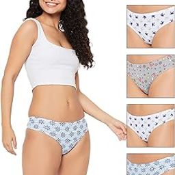 Women's Cotton Pack of 5 Low Waist Printed Thong with Inner Elastic - Multicolor-16