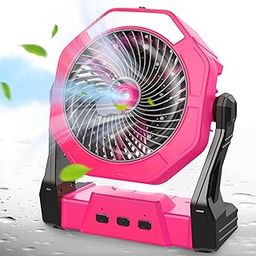 Portable Misting Fans for Outside, 250ml Outdoor Camping Fan with Spray, 10000mAh 8 Inch Batery Operated Rechargeable Fan, Cooling Fans with Hook & Light for Patios, Beach, Tents, Travel-picture-23