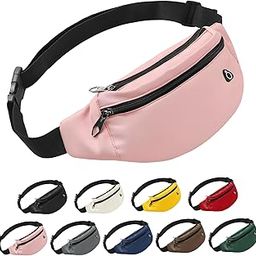 Frenou Fanny Pack Waist Belt Bag Fashion Fanny Women and Men Gift Waist Pack With Adjustable Strap For Travel Running, Pink, Large, 4-zipper Waist Pack-image-89