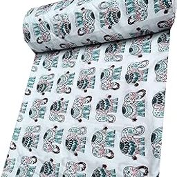 Fashionmart Pure Cotton Unstitched Jaipuri Handmade Digital Printed Fabric Material for Women Kurta/Blouse/Palazzos/Piece Material for Women’s (3.5 Meter)-15