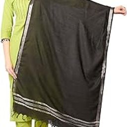 Women's Black Plain Linen Dupatta. free size-picture-10