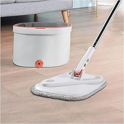 PROSFIA 360° Rotating Floor Mop and Bucket Set, Square Mop, White, Microfiber, Perfect for Home, Kitchen, Bathroom Floor Cleaning-26