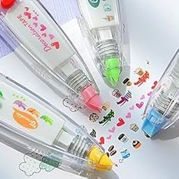 SHAKTISM Decoration Tape Cute Sticker Pen Machine Decorative Correction Tape for Scrapbooking Diary Planner Journal DIY Crafts Stationery Masking Tape (4 Meter X 6 MM)-image-41