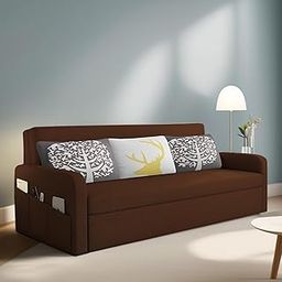 Leymour 3 Seater Sofa Cum Bed for Living Room - (Brown Colour Fabric) Premium Fabric Sofa Cum Bed for Living Room-image-13
