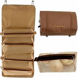 JD FRESH Nylon 4 In 1 Large Capacity Cosmetic Mesh Bag/Makeup Organizer/Toiletry Pouch For Men And Women/Portable Travel Bag/Makeup Essentials/Travel Accessories(Khaki)-44