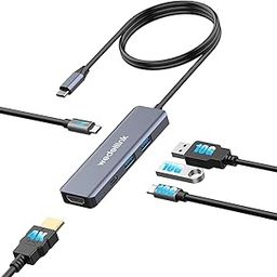 USB C Hub 5-in-1 Docking Station Portable HDMI 4K 30Hz with 100W PD Fast Charging, USB-C & USB-A 10Gbps, Travel-Friendly for Dell HP MacBook Air/Pro, iPad, Surface, Samsung Galaxy-image-61