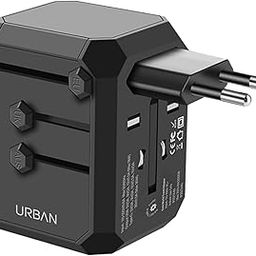 Urban Universal Travel Adapter, 3 USB Ports, Black-16