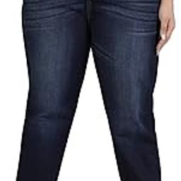 Womens Plus Size Straight Fit Mid Blue Jeans-image-24