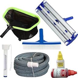 PooLKiT Swimming Pool Cleaning Kit, Vacuum Head 18 Inch, Deep Leaf Net Rake, Wall Brush 10 Inch, Vacuum Hose Pipe 9 meter/30 Feet EVA Suction Pipe, Thermometer, Test Kit Refile Pack-image-24