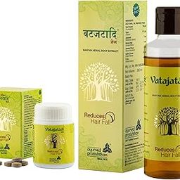 AYURVED PRATISHTHAN Banyan Root Extract Vatajatadi Vati Hair Loss Supplement 60 tabs | Vatajatadi Hair Oil 200 ml Pack of 2 Combo | For All Hair Types | For Men & Women-image-44