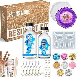EVENS MORE DIY Resin Earring & Coaster Making Kit – 200g Crystal Clear Resin Set with Silicone Molds, Glitter, Foil, Mica Powder & Jewelry Accessories-picture-29