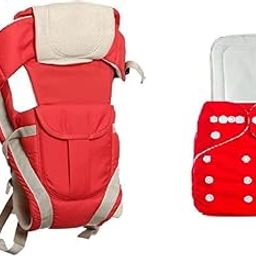 Antil's Red Baby Carrier Bag & Washable/Reuseable Baby Diaper with 5 Layer Insert White Combo-picture-17