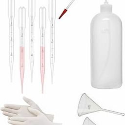 Bello Polypropylene Wash Bottle, 500ml Screw Cap with Flexible Delivery Tube for Dispensing Liquid -& Dropper 3ml 5pcs Gloves Set-1 funnel 35mm 50mm for lab equipment scientific,Chemistry Laboratory-image-47