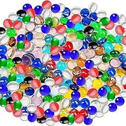 Emily Pets Flat Glass Marbles Decorative Pebbles Mosaic Beads Gems Vase Fillers Floral Stones Aquarium Decor (350g, Mixed Pebbles)-image-36