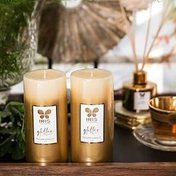 IRIS Unscented Wax Gold Lacquered Pillar Candle, 7.10 X 15.20 Cm-26