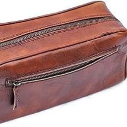 Genuine Leather Single Section Toiletry Bag - Brown (10" Long) | Unisex Travel Friendly Hanging Toiletry Pouch for Shaving Kit, Toiletries & Cosmetics-image-15